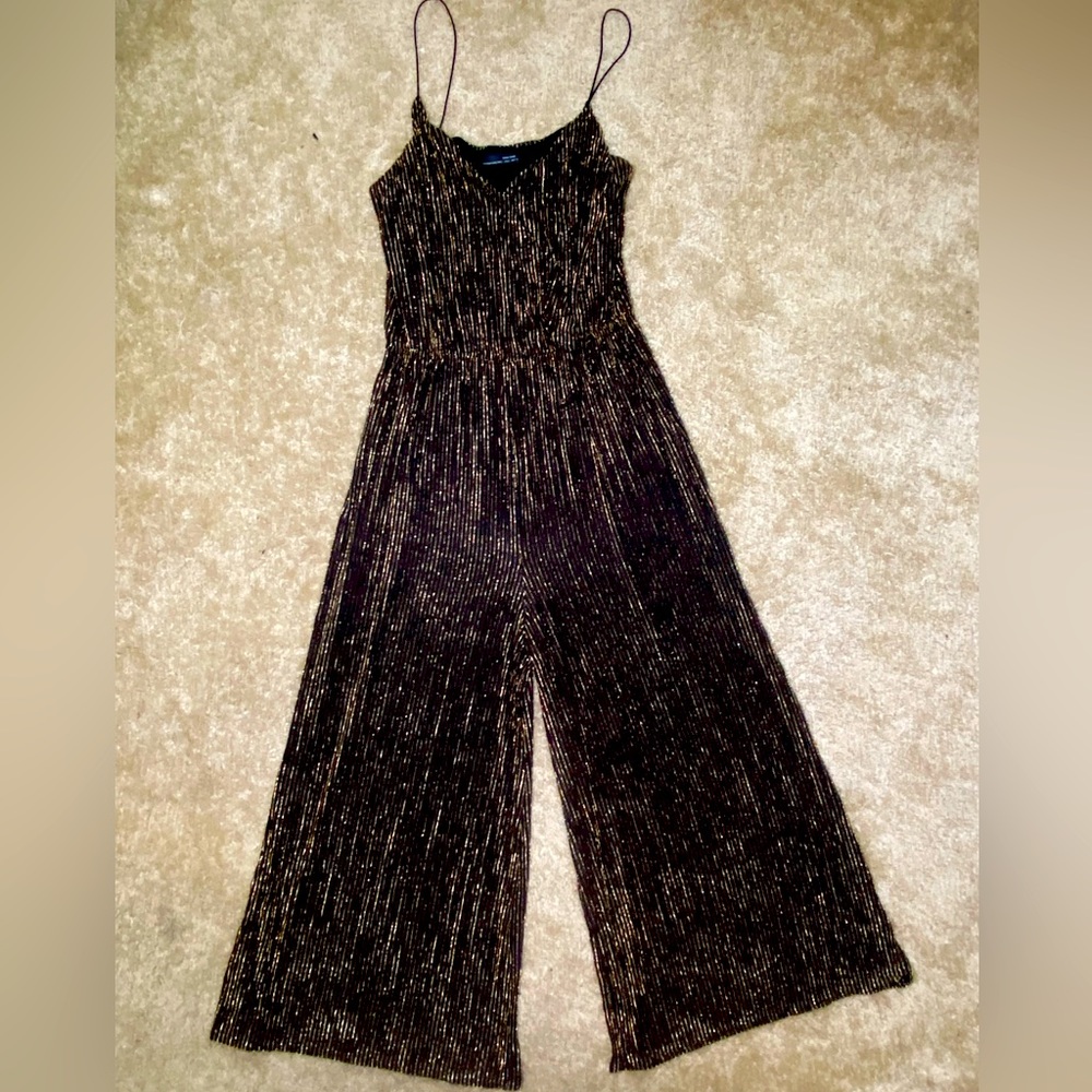 Zara black and gold ribbed metallic romper.